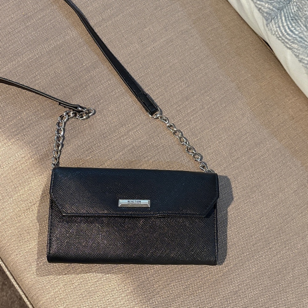 Reaction Kenneth Cole Black Clutch with Chain Strap